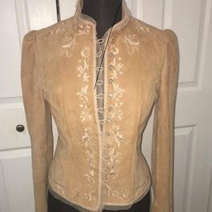 Tahari suede jacket with embroidery